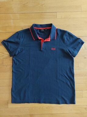 Hugo Boss Navy Polo with Red Trim and Logo